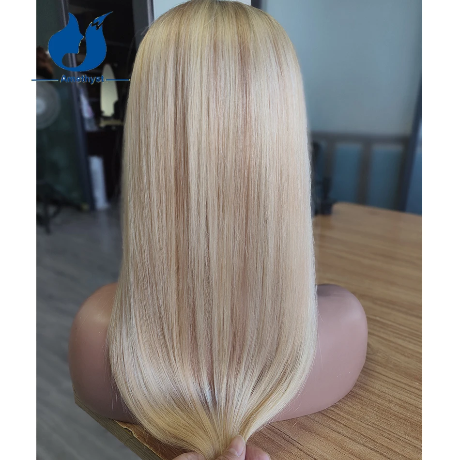 Amatista recta Ombre mujer Base de seda pelo Topper Clip en cabello Remy europeo resaltar postizos rubios cabello humano virgen