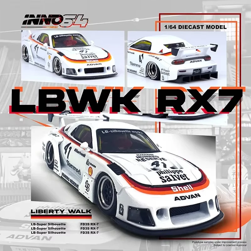 INNO 1:64 LBWK RX7 FD3S Super Silhouette Shell Diecast Diorama Car Model Collection Miniature Toys