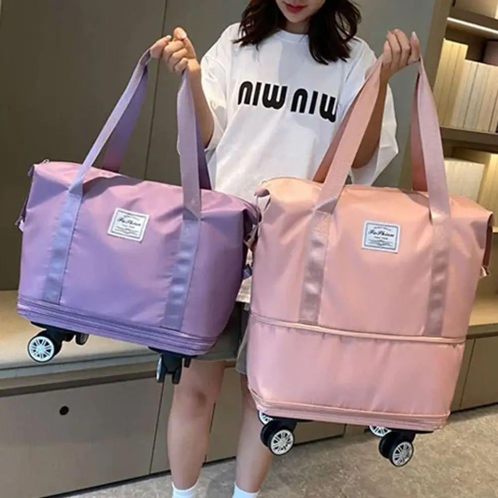 Duffle Pack with Wheels Foldable Expandable Handbag Luggage Shoulder Bags Business Travel Bag Multiple Pocket Shopping Bag