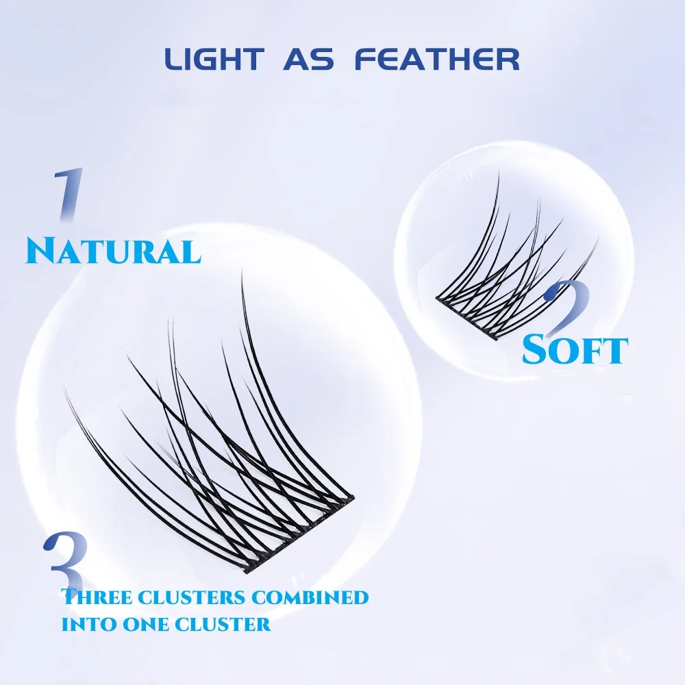 Miaojie diy clusters natural 10-16mm c/d onda individual dicas macias luz dividida dicas duplas segmentadas extensão de cílios cauda de andorinha