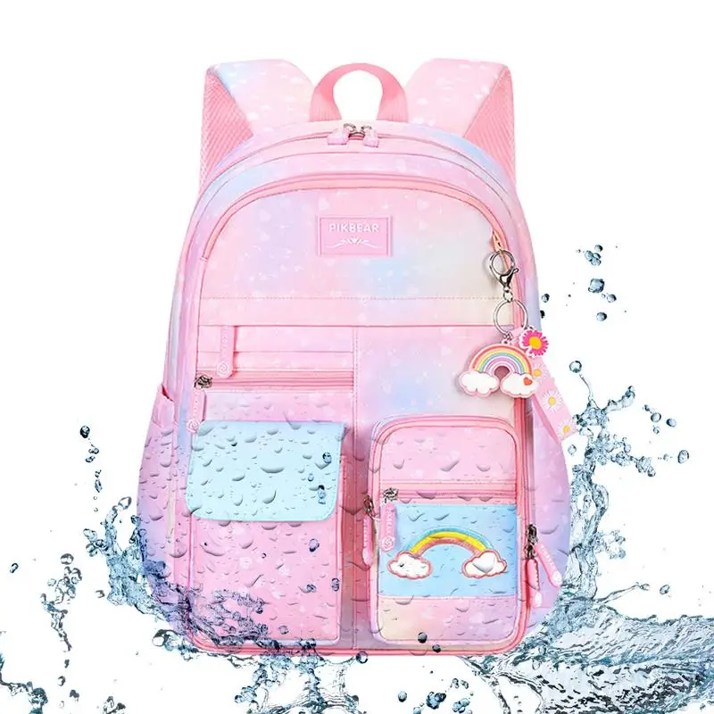 

Rainbow Bookbag Multiple Pockets Back Packs For Girls School Gradient Pink Elementary School Bag Rainbow Backpack School