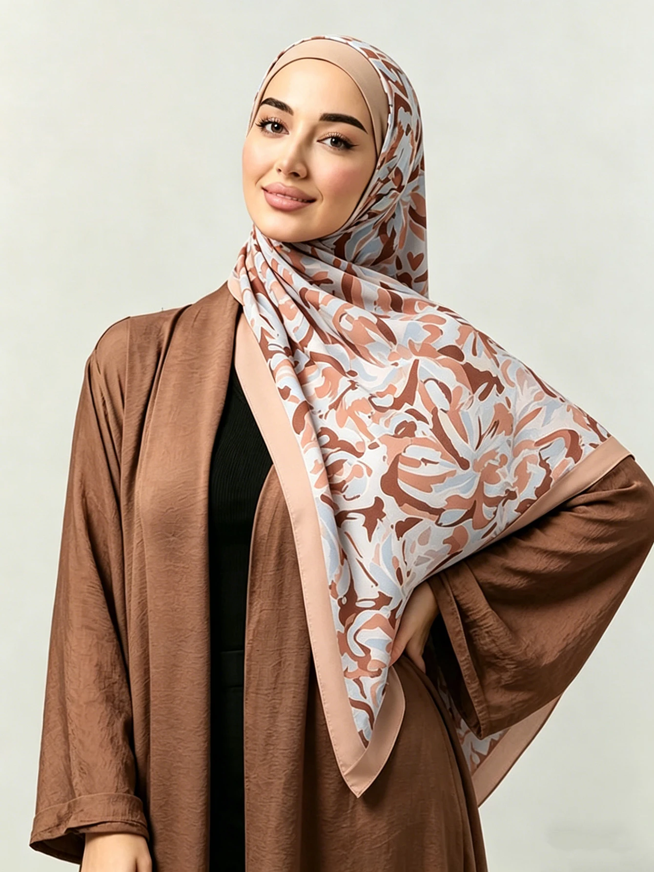 

Square Cotton Headscarf Flower Print Hijab Shawl Muslim Soft Scarf Islamic Women Scarf Malaysian Design 110X110CM