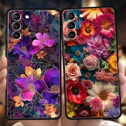 Colorful Flower Phone Case for Samsung Galaxy S24 S23 S22 S20 S21 FE Ultra S10 S10E S9 S8 Plus 5G Silicone Cover Capas Funda Bag