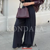 KONDALA Casual Chic Wide Leg Pants Women Office Lady Pockets Pleated Long Trousers Fashion 2026 Spring Summer Streetwear Pants - Image 6