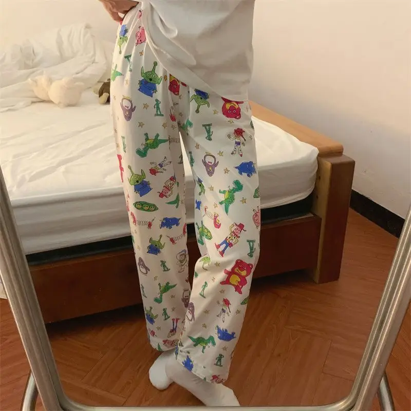 Disney Cartoon Spielzeug Geschichte Herbst neue Frauen Langarm Pyjama Hose Kawaii Print lässig weich locker Winnie the Pooh Pyjama Hose