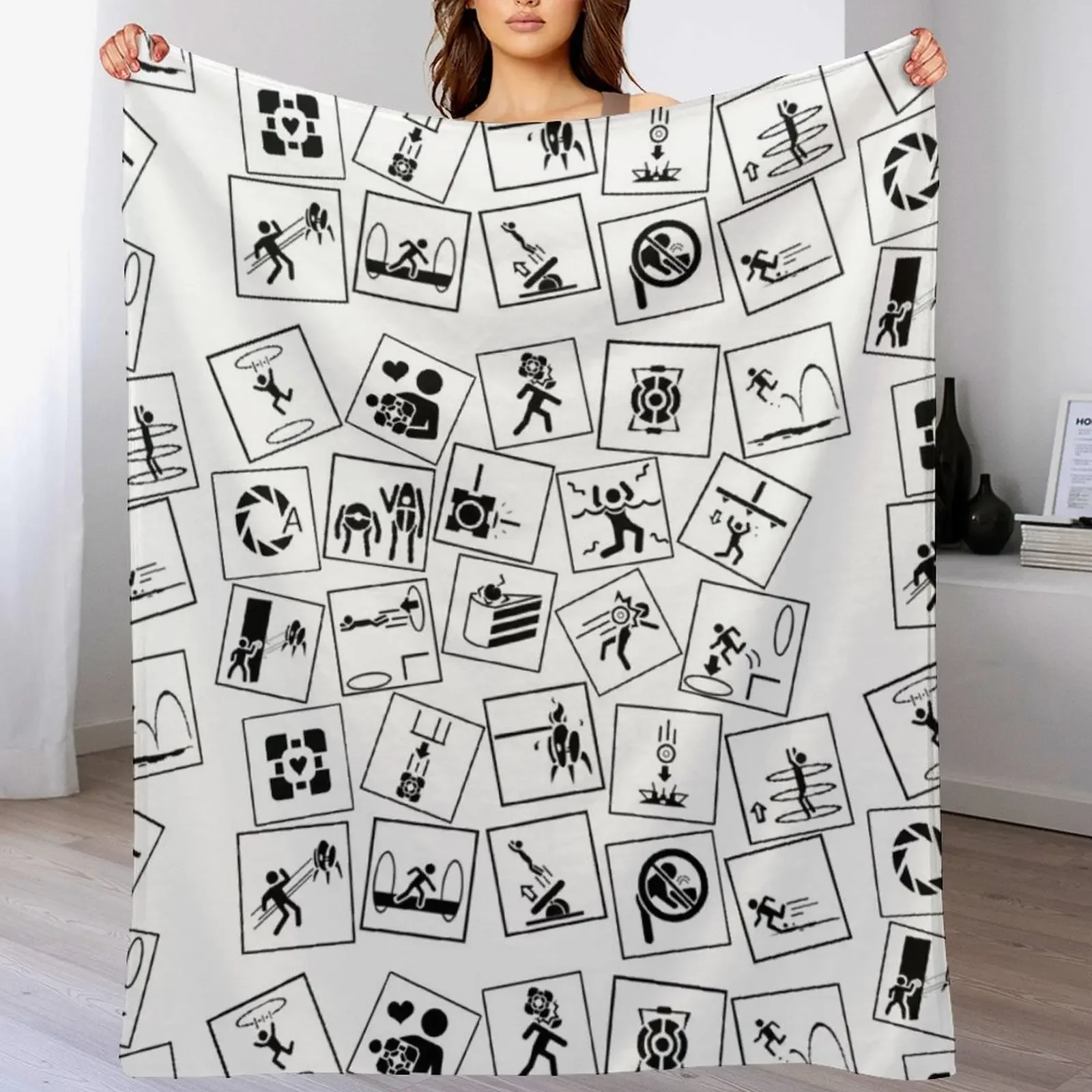 

Portal 2 symbols Throw Blanket Plush Fuzzy Cozy Blanket for Couch Sofa
