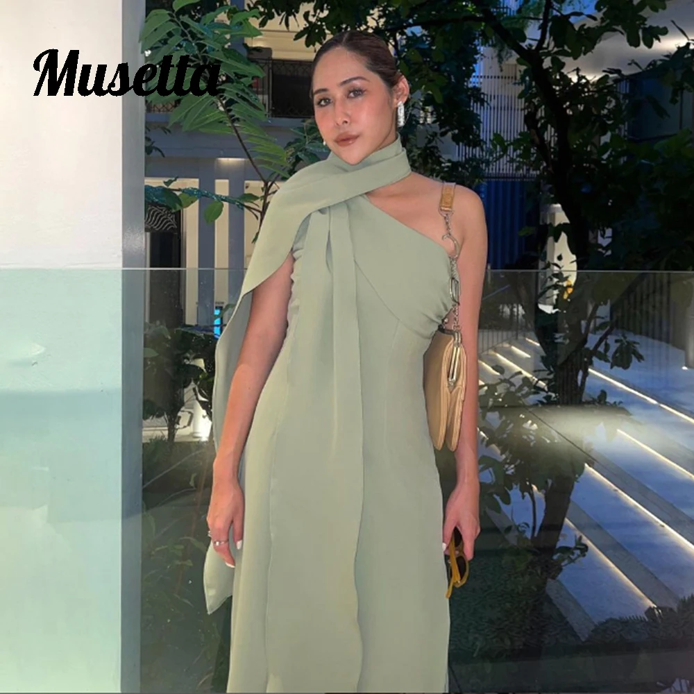 Musetta New Design Prom Dresses Women One Shoulder A-Line Formal Evening Gowns Floor Length Slit Vestidos De Fiesta Customized