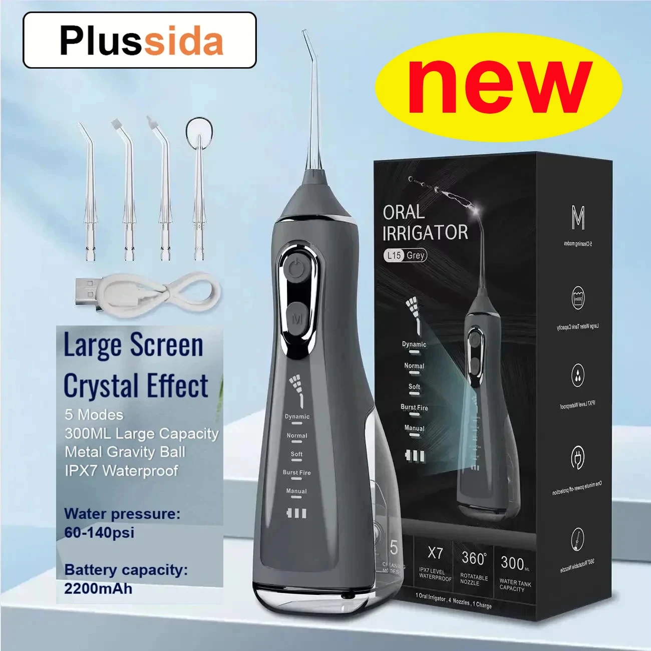 Oral Irrigator Portable Water Flosser Dental Pick 5 Modes 360° Rotated Jet For Cleaning Teeth Thread Floss Mouth Washing Machine Products on AliExpress