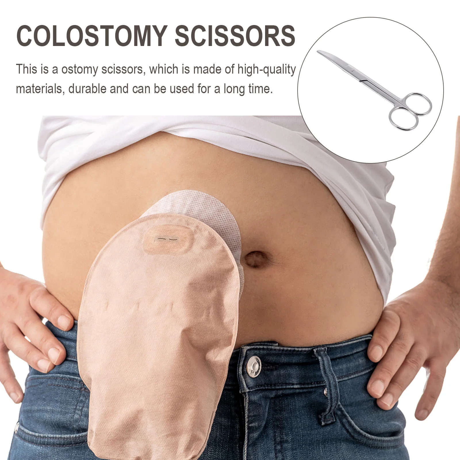 Gunting Stoma bulat, perlengkapan kolostomi logam Stainless Steel untuk memotong tas perawat