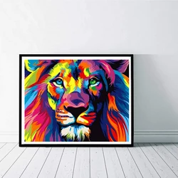 1pc DIY 5D Diamond Painting Full Diamond Colored Lion Diamond Painting, Handmade Home Art Gift Diamond Painting Kit