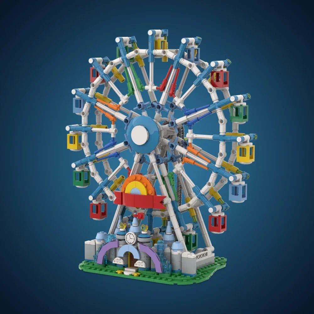 MOC Childrens Ferris wheel Building Blocks Model Amusement Park Spinning Ferris wheel Bricks DIY Assembled Toy for Kids Gift