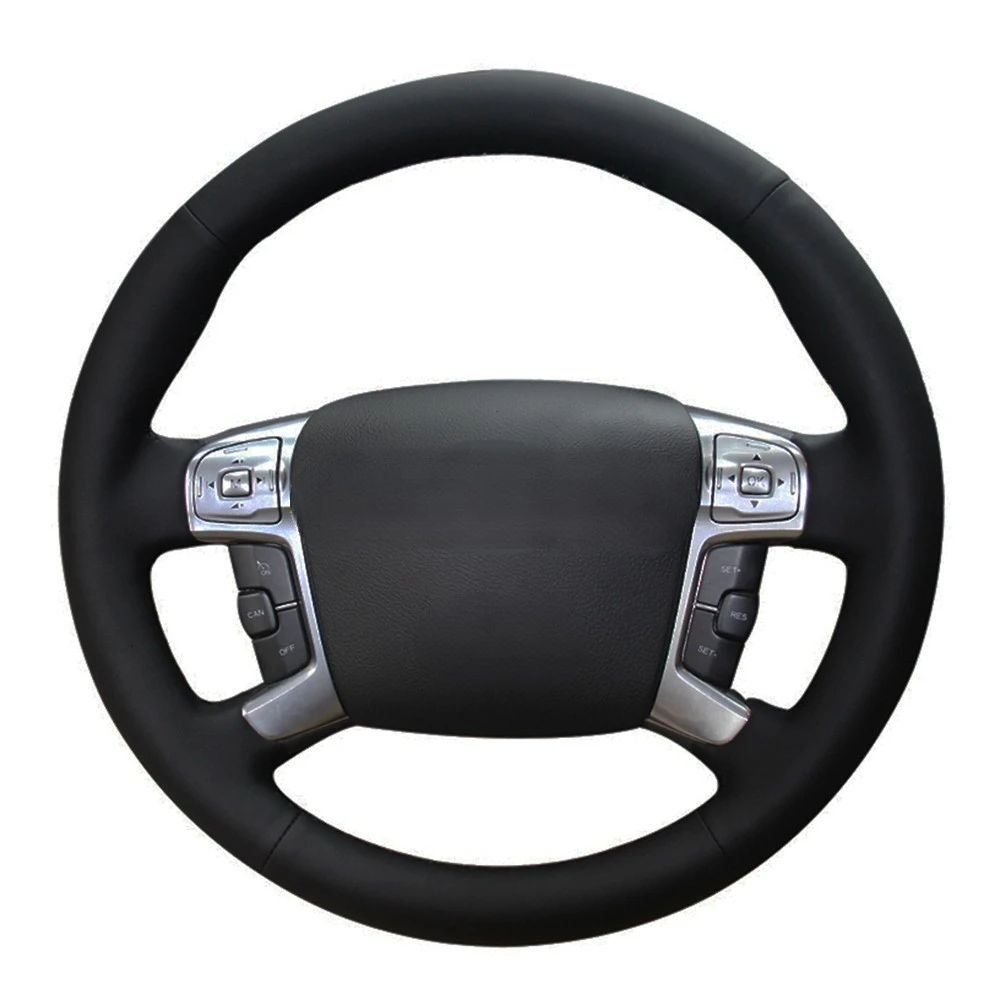 Car Steering Wheel Cover Hand-stitched Black Artificial Leather For Ford Mondeo Mk4 2007 2008 2009 2010 2011 2012 S-Max 2008