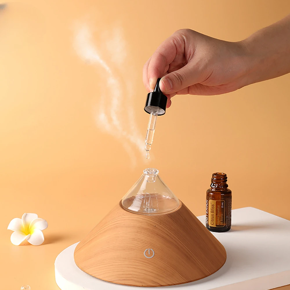 

Conical Anion Aroma Diffuser For Home Room Fragrance Smell Distributor Essential Oil Waterless Wood Base Ultrasonic Diffuser