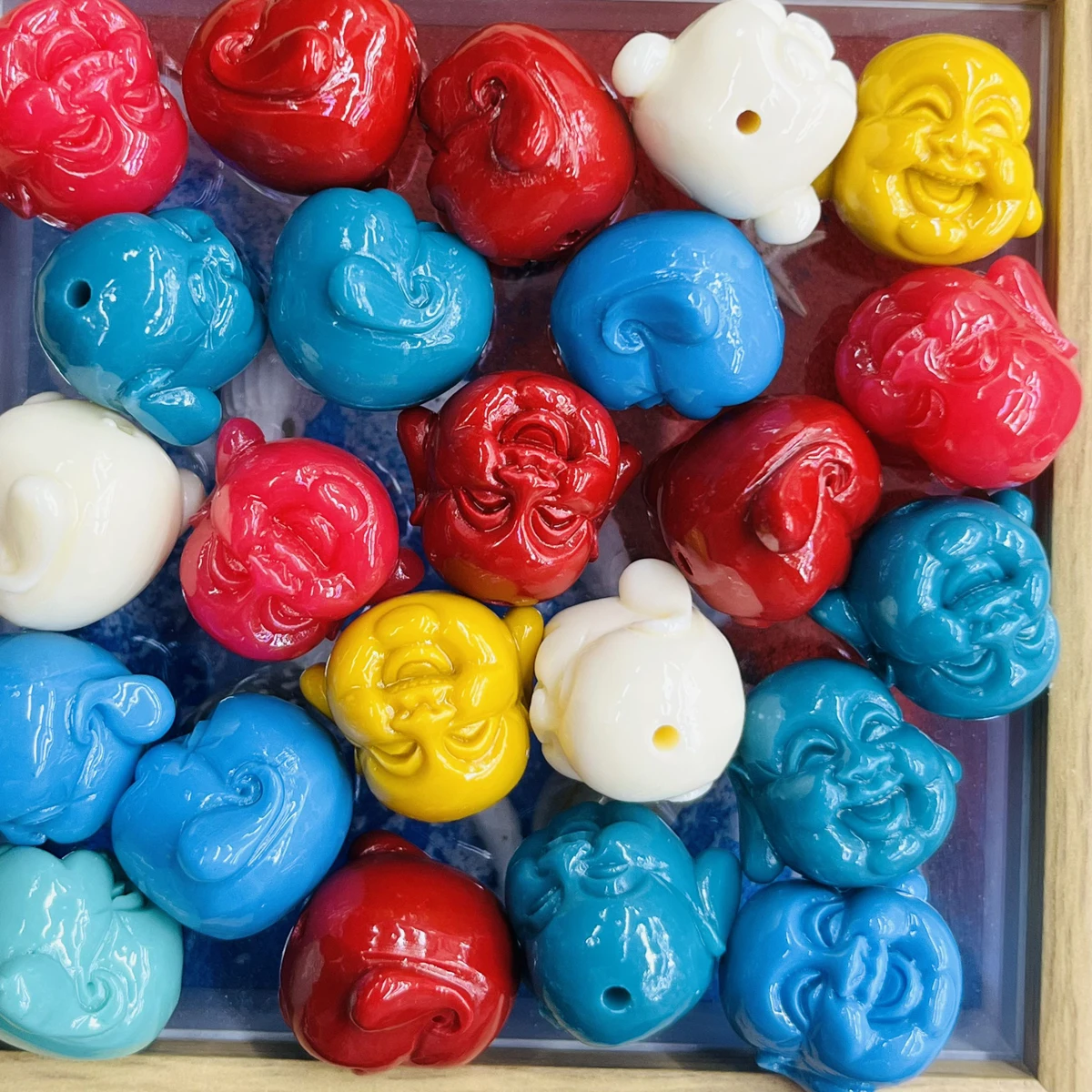 10/30pcs 10x12mm Maitreya Buddha-shaped Bead Natural Shell Imitation Coral Semi-finished Beads for Jewellery Making DIY Necklace