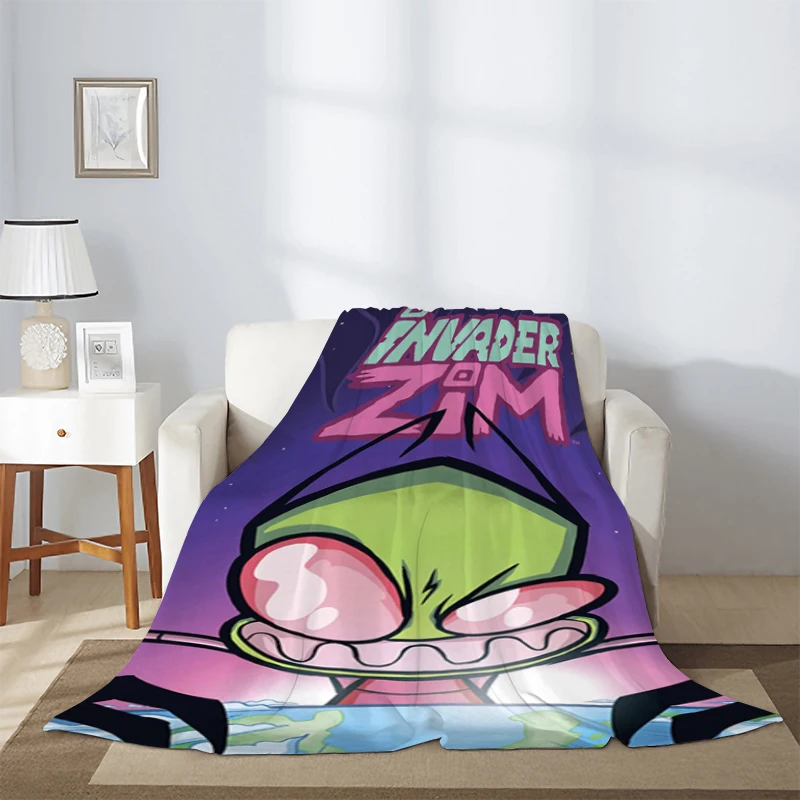 Selimut tebal Sofa musim dingin Invader ZIM kartun Anime Alien berbulu lembut selimut & selimut Microfiber lempar lutut hangat bulu tidur siang