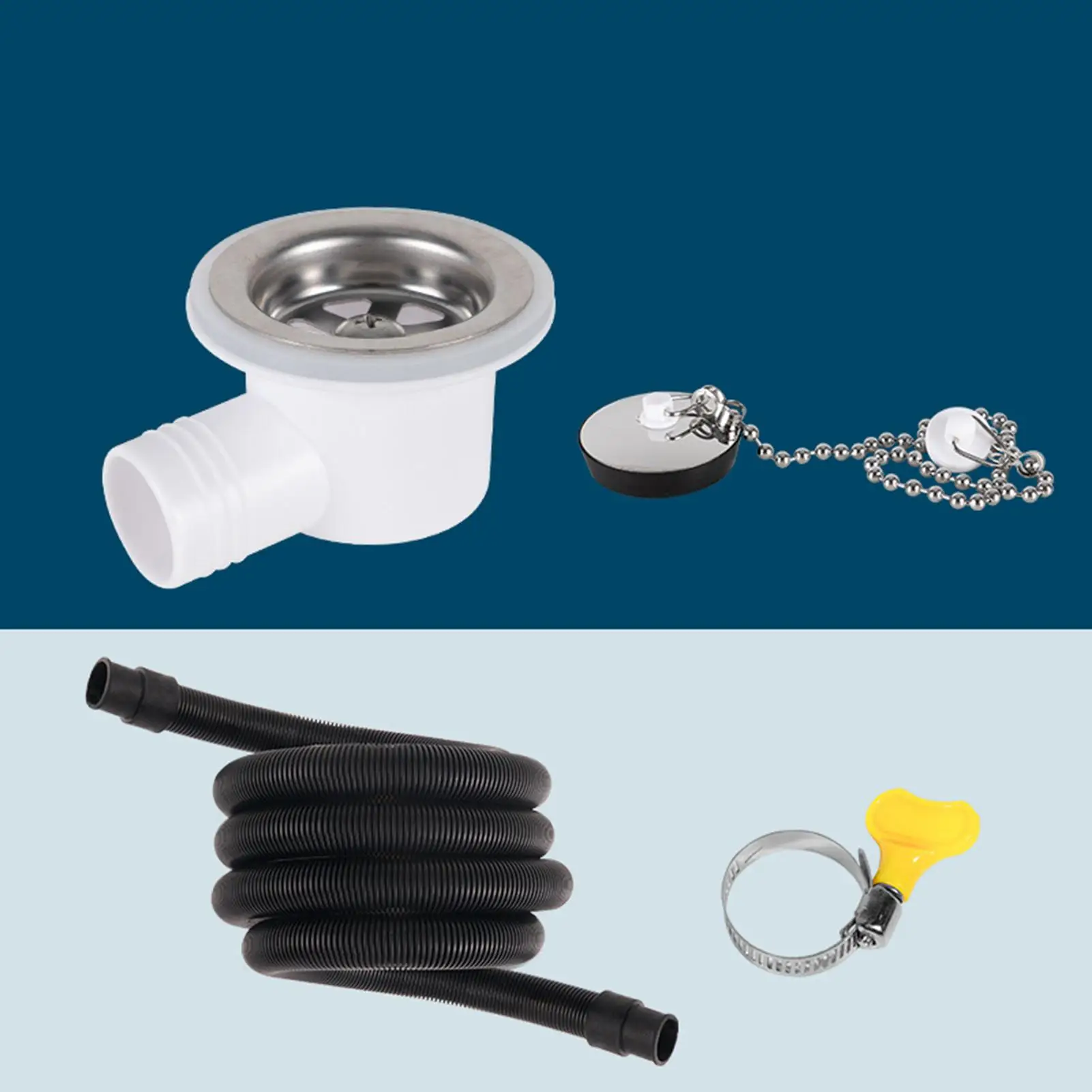 

Sink Drain Plug Angle Fitting Quick Connect Adapter Drain Pipe Hose Plug Sewer Adapter With Tube For RV Boat Marine Repair