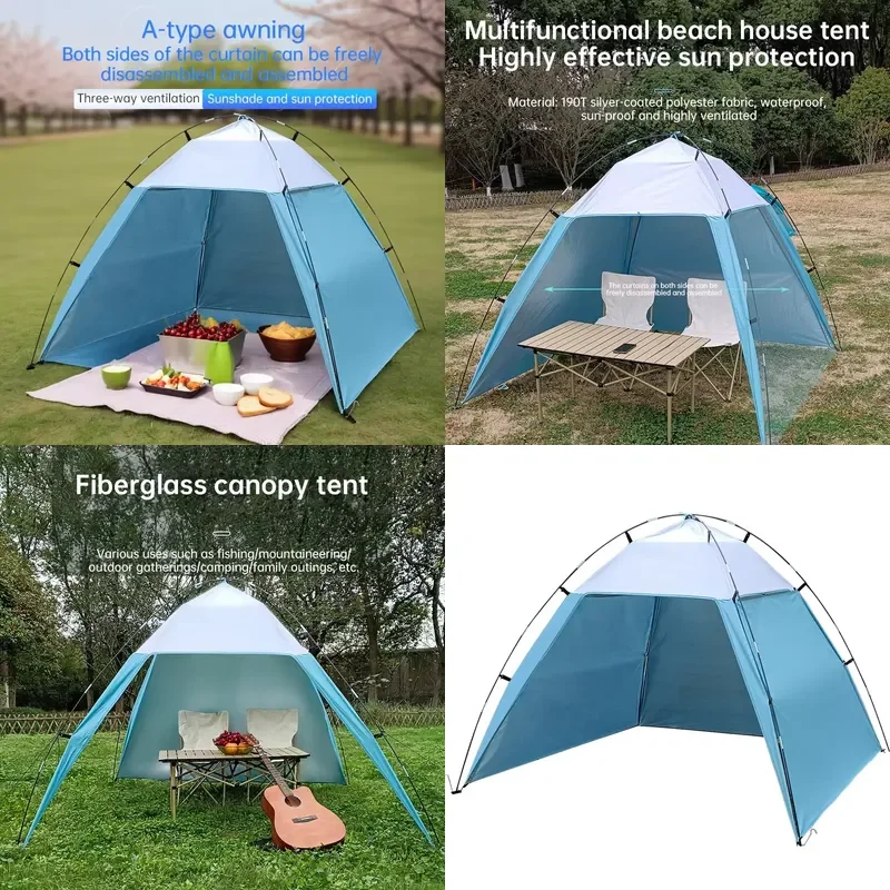 5-8 Person Portable Camping Tent Beach Sunshade Anti-UV Waterproof Shelter Outdoor Fishing Picnic Awning Tent
