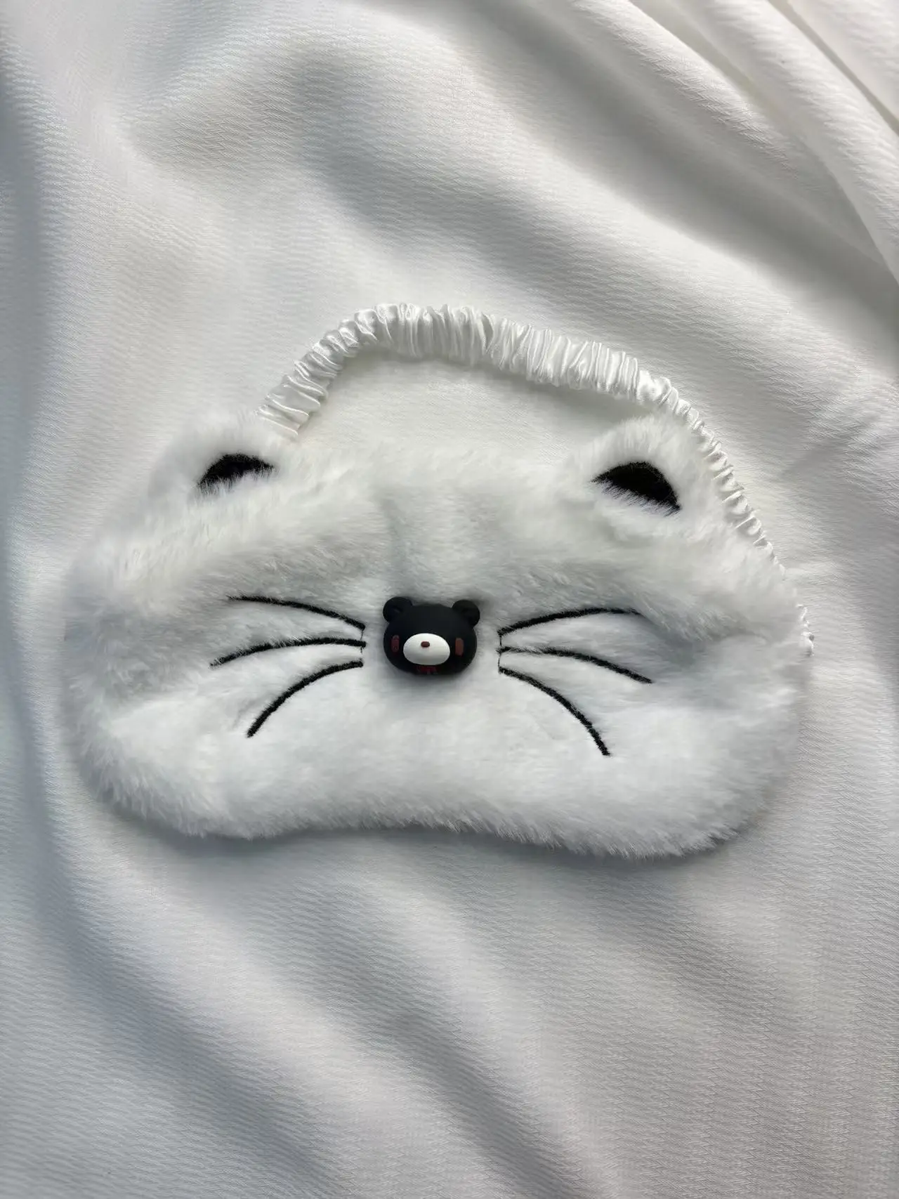 قناع النوم القطيفة على شكل دب غلومي - نمط وحيد القرن الوردي مع قرن فضي وسحر الدب اللطيف، غطاء عين رقيق ناعم #3