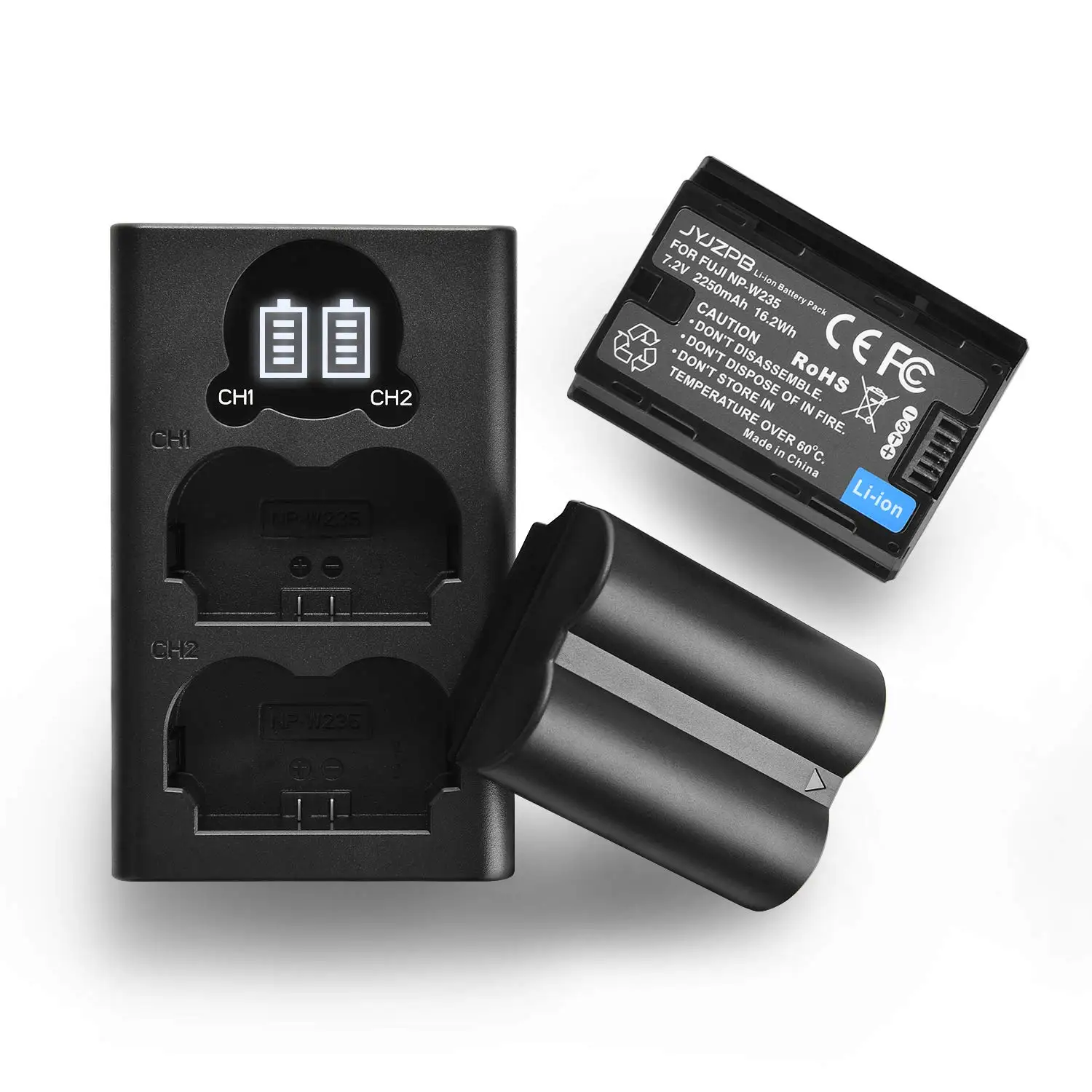 

REACELL P-W235 XT4, X-T5 Battery Compatible for Fujifilm, 2-Pack Batteries with Battery Charger for Fuji film X-T4, VG-XT4