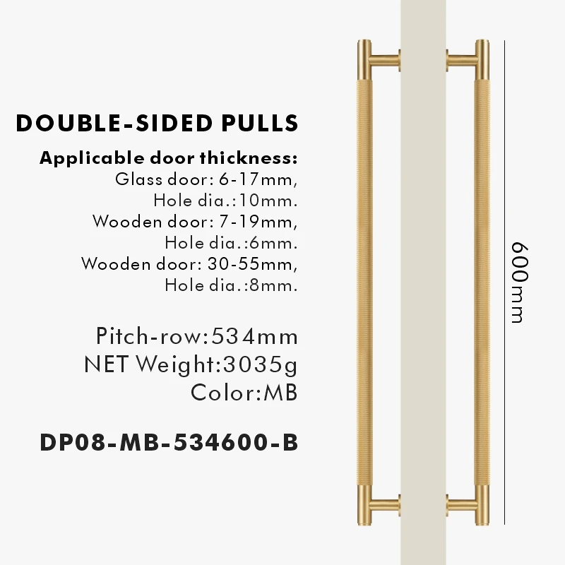 Nurlin Messing Deur Dubbel Enkelzijdig Gekartelde Trekstang Houten Poort Glazen Deur Doucheruimte Keukenapparaat Mat Goud Zwart Brons