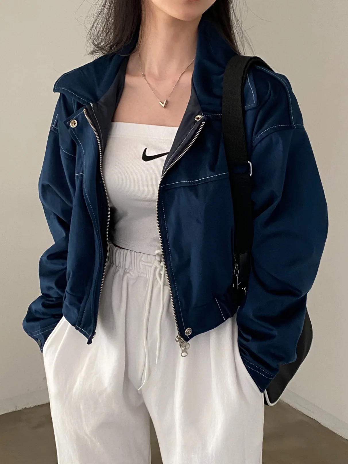 

Chic Vintage Collar Dstring Loose Women's ort Coat Autumn Anti-Aging Quali Embroidery Spring Autumn Season Zipper Closure