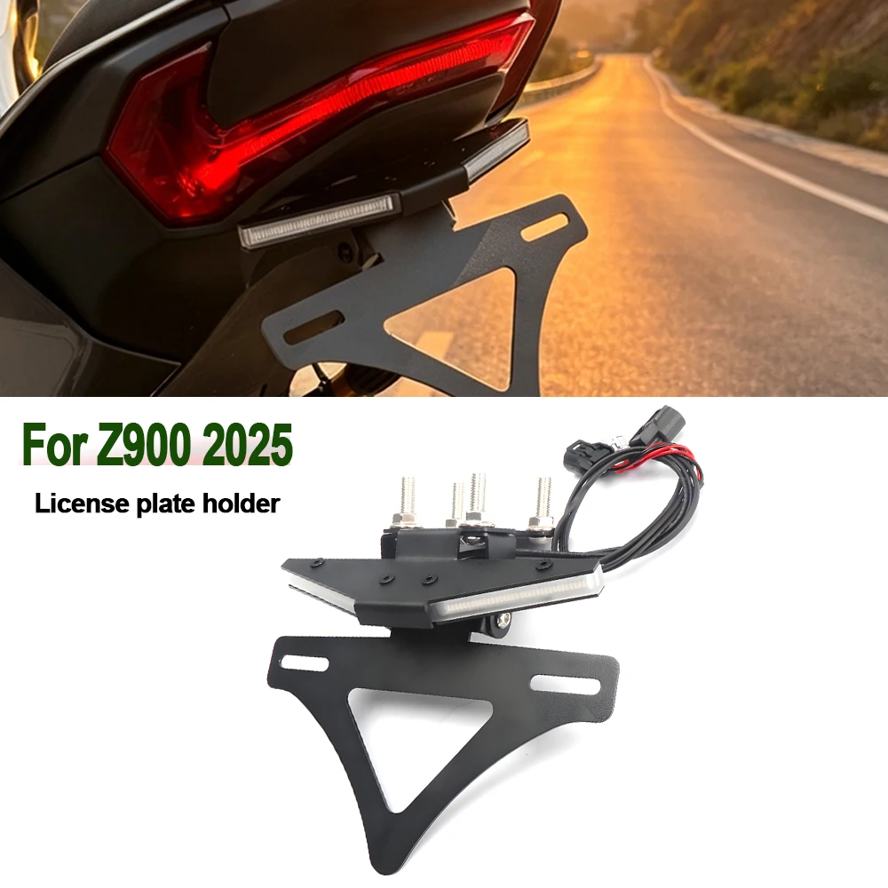

New Motorcycle Rear Short Tail License plate holder bracket Fender Eliminator For Kawasaki Z900 Z 900 2025 with LED Turn Light