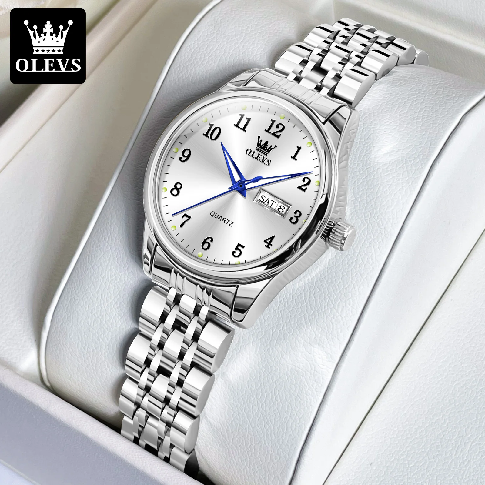 

OLEVS элегантные модные женские часы, самые продаваемые высококачественные светящиеся водонепроницаемые оригинальные кварцевые часы с двойным календарем для женщин