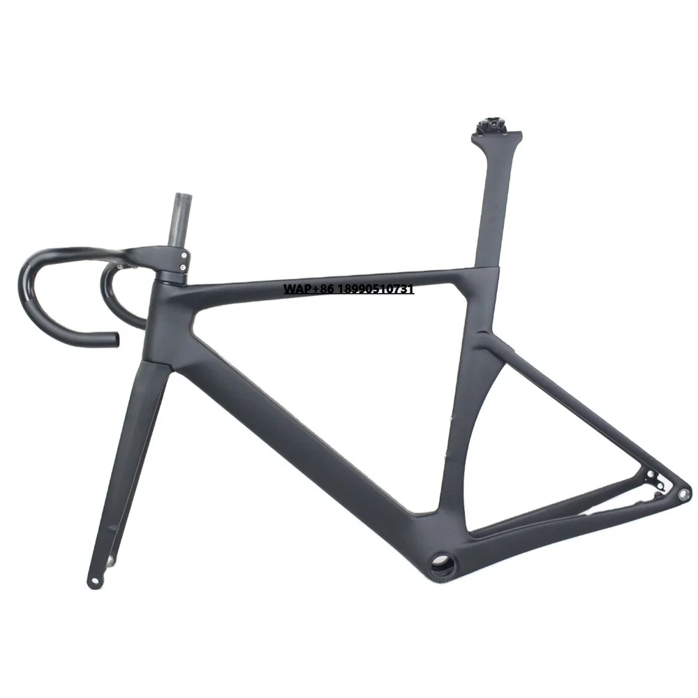 

China OEM Carbon Fiber Road Bike Frame All Inner Cable Road Bicycle Frames Aero Hidden Cable Disc Frame W/Integrated Handlebar