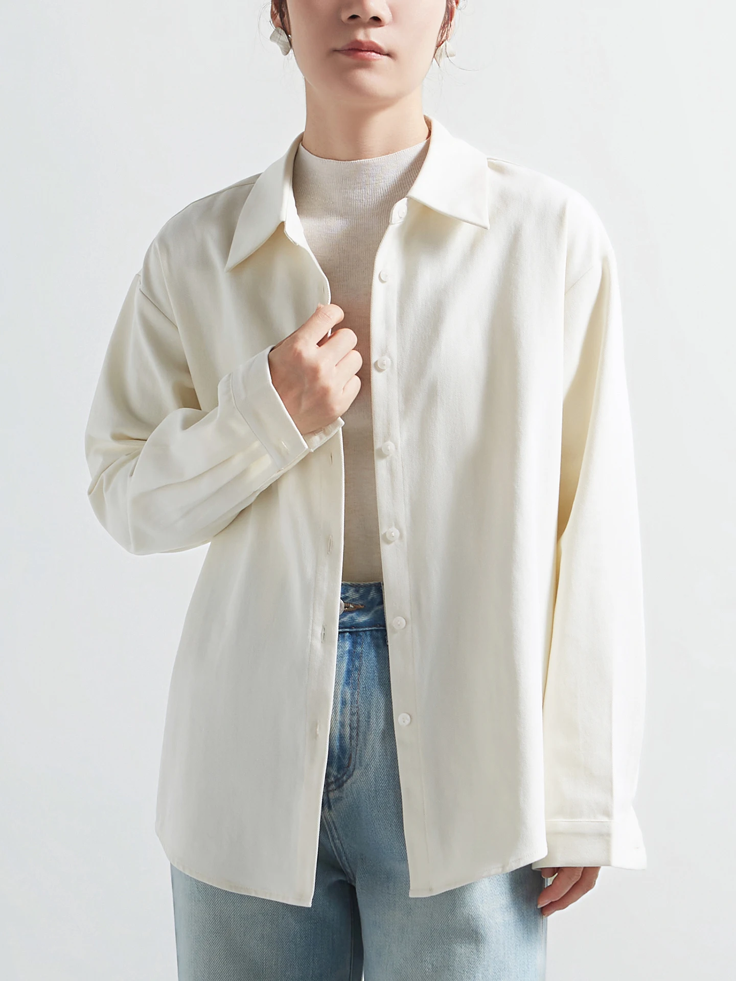 

CHICBS Thiened Long Sve irt Women's Autumn Winter New Sle Commute Collar Quali Layering Ladies Outerwear