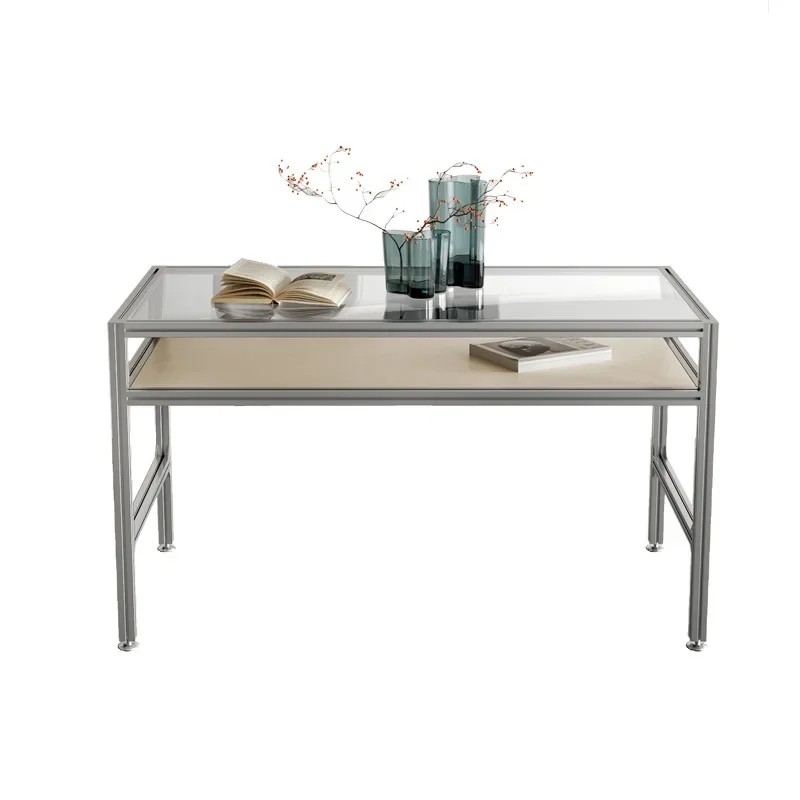 Home desk Living room desk Metal glass table Aluminum profile Writing desk Home dining table