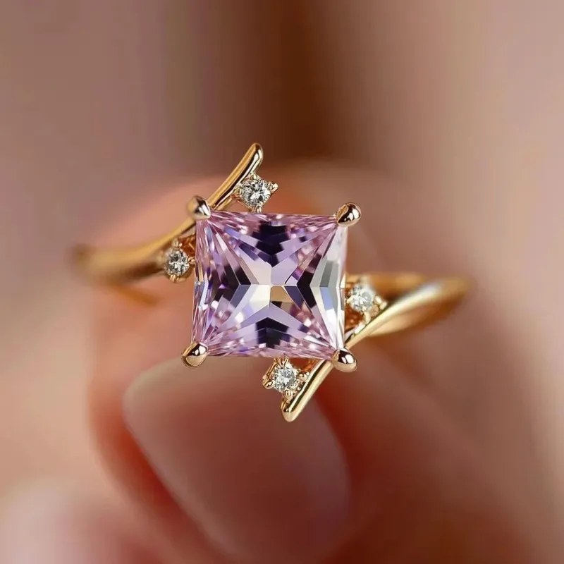

Korean version of minimalist and personalized trendy ring, pink zircon finger, Halloween and Christmas jewelry for daily wear