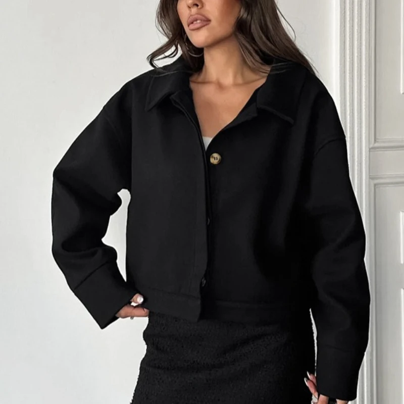 2026 ربيع جديد نمط الغلاف الجوي ومزاجه بسيط ركاب طوق سستة معطف قصير الصوف #2