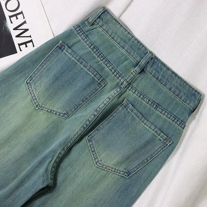 Ultra-soft Summer Narrow Straight-cut Jeans for Women Suitable for Petite Frames High-waisted Loose-fitting Slimming Floor-lengt