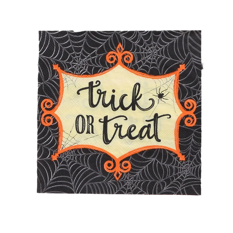 20pcs Halloween Theme Paper Disposable Napkins Decoupage Serviettes For Festival Party Tableware Home Decor Supplies