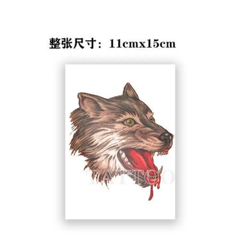 Wolf Head Tattoos Sticker for Woman Man Chest Arm Temporary Tattoo Waterproof Punk Animal Art Arm Fake Tattoo Lasting Stickers