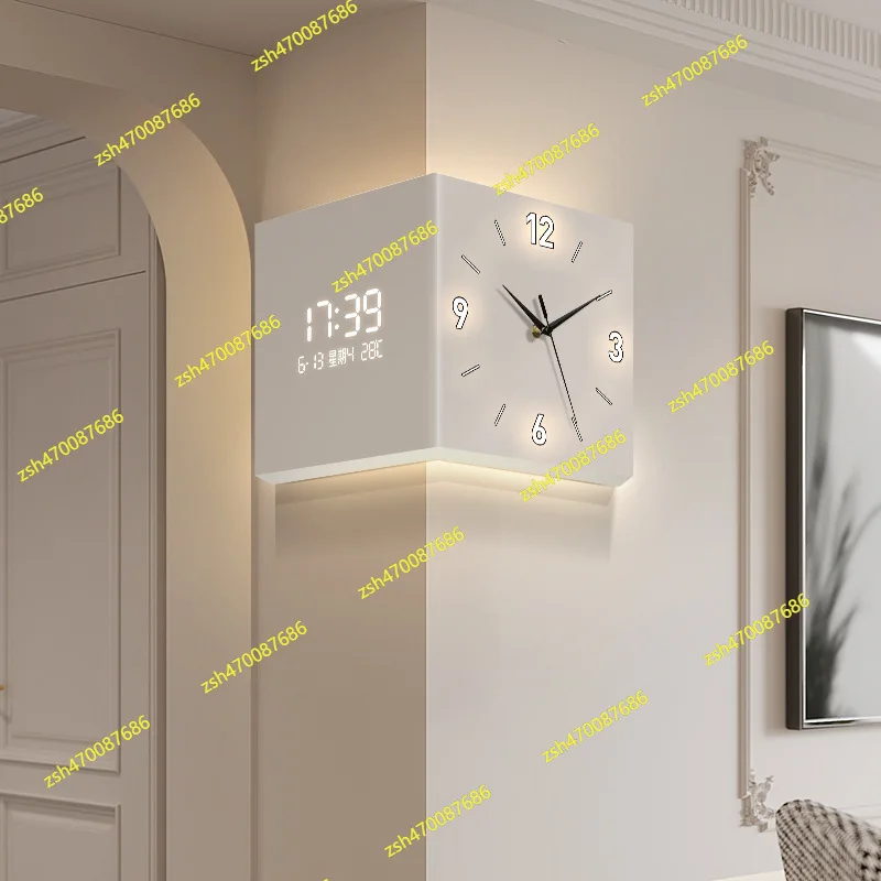 

New Living Room Corner Clock Modern Minimalist Calendar Electronic Clock with Creative Corners and Double-sided Wall Decorations