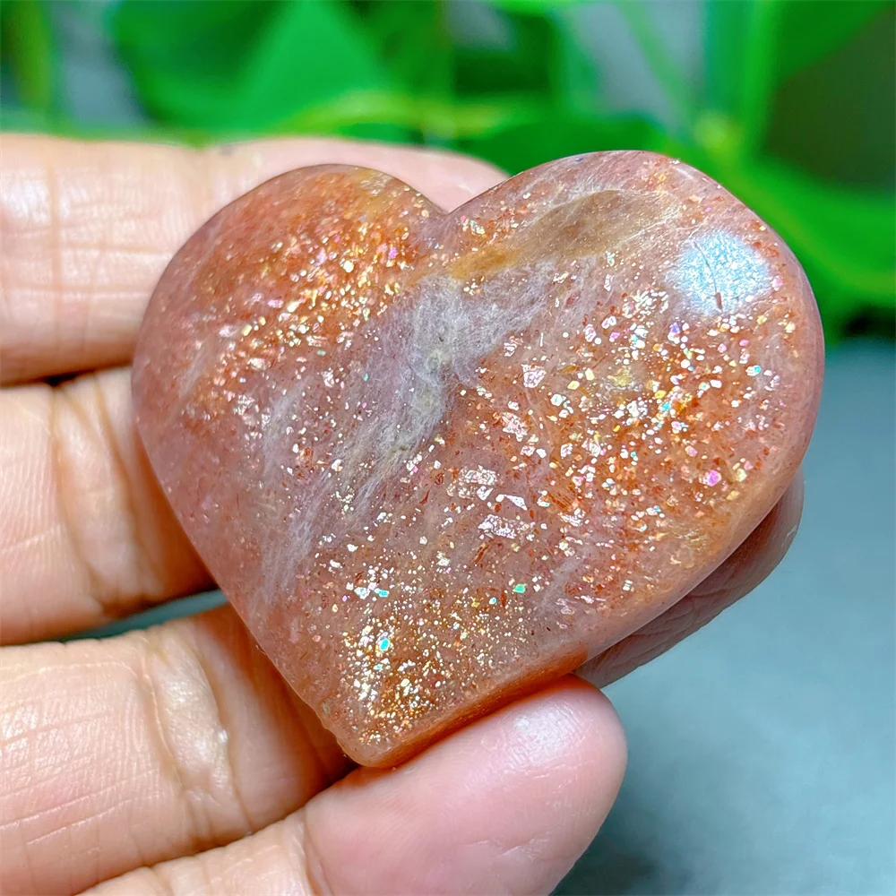 Gold Sunstone Heart Crystal Natural Quartz Stone Home Decoration Minerals Reiki Craft Gifts Energy Healing Spiritual Meditation