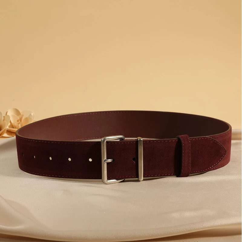 Женский эластичный широкий ремень из натуральной кожи и замши, поясные ремни для платьев-туников и пальто