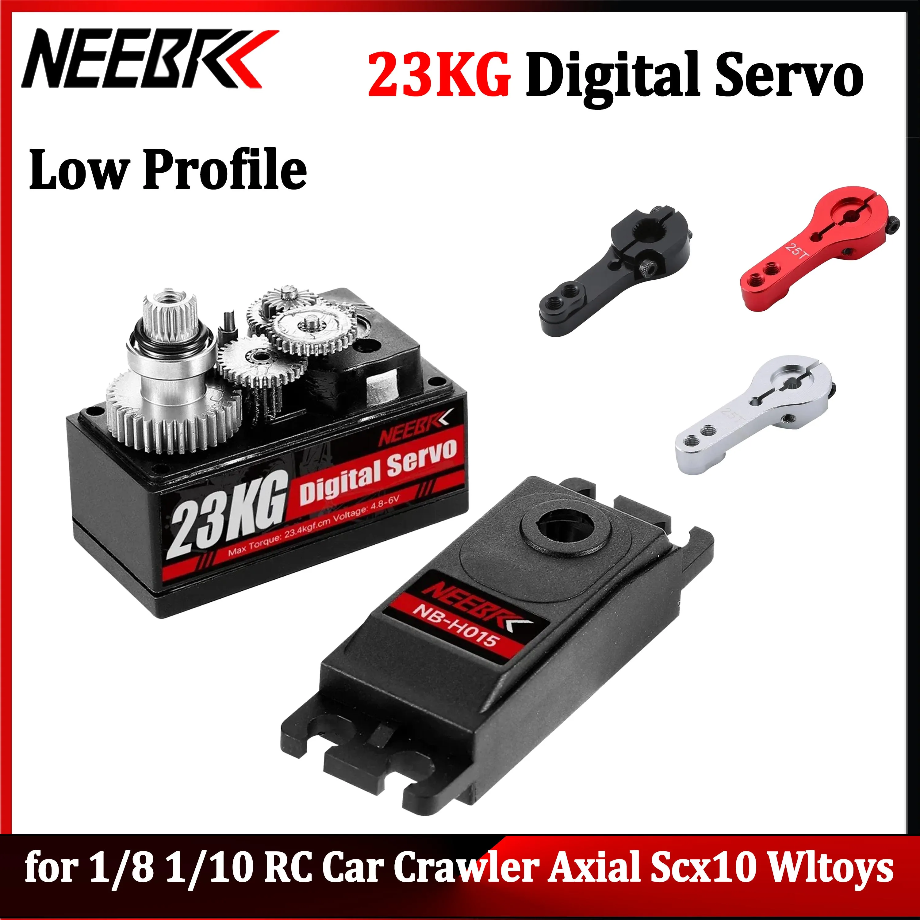 NEEBRC 23KG Metallgetriebe-Servo mit Kurzgehäuse und JR-Stecker für 1/8 1/10 RC Auto Crawler Flugzeug Roboter Spielzeugteile Axial Traxxas Tamiya 4WD HPI