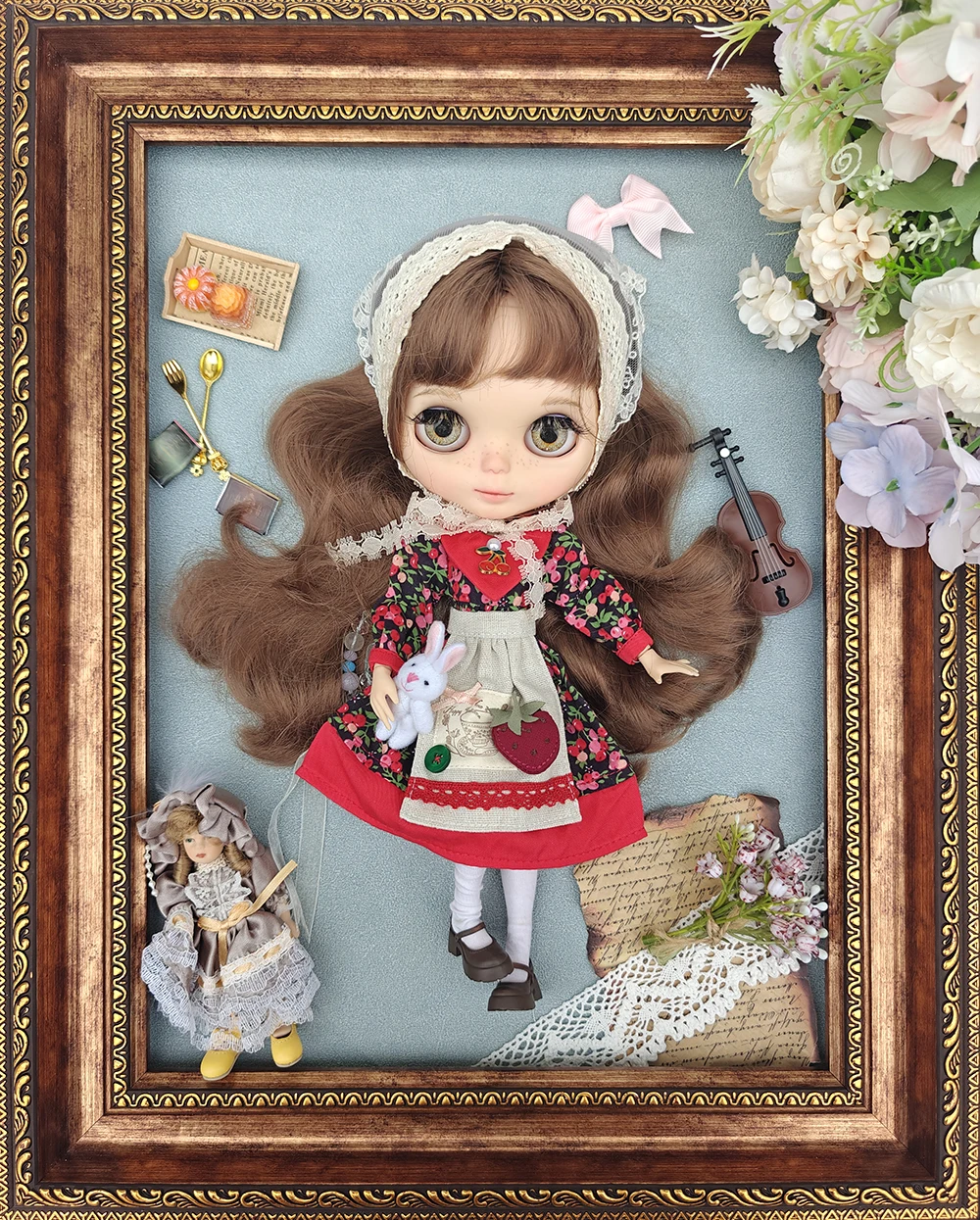 

Blythe doll Clothes Vintage Red red strawberry dress Cute Set clothes for Blythe Ymy Licca Azones Ob22 24 27 Doll Accessories