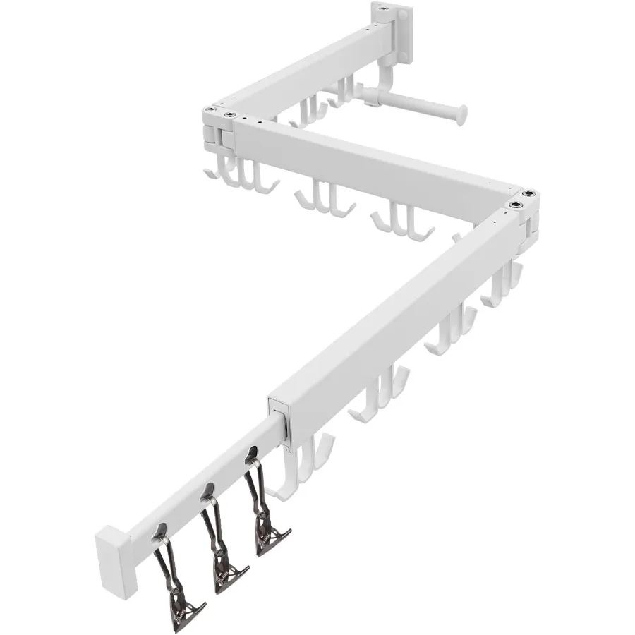 Wall Mounted Clothes Drying Rack with Foldable TriFold Design for Space Saving Laundry Solution in Balcony or Bathroom Easy to