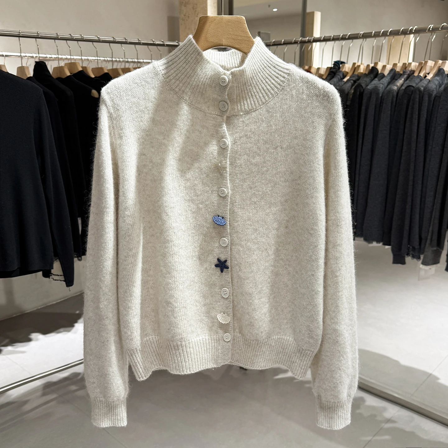 

Мягкий вязаный свитер-пальто из вельвета с высоким воротником, свободного кроя, для женщин, осенне-зимняя верхняя одежда, с пуговицами