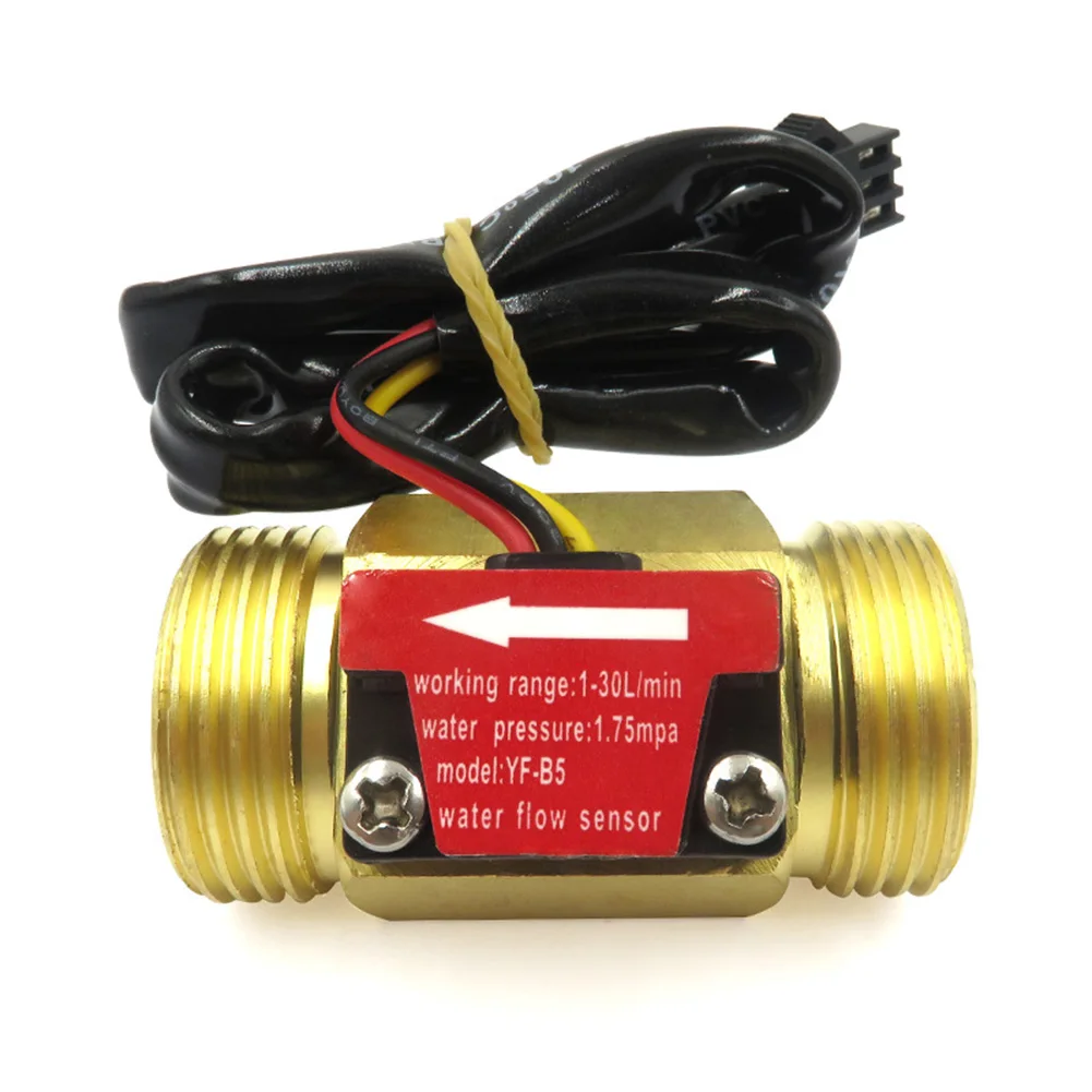 YF-B5 G3/4'' Hall Flow Sensor Turbine Meter 1-30L/Min Turbine Flow Meter Water Flow Sensor Brass DC 3.5-24V