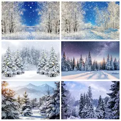 Winter Snow Scene Christmas Photography Backdrop Snowflake Mountain Forest Natural Scenery Baby Portrait Backgound Photo Studio