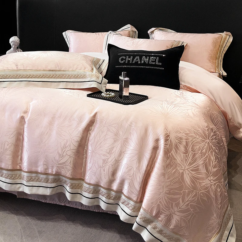 4Pcs Luxury Style  200 Count Long Staple 100% Cotton Embroidery Bedding Set Duvet Cover 200x230 220x240 Fitted/Flat  Sheet