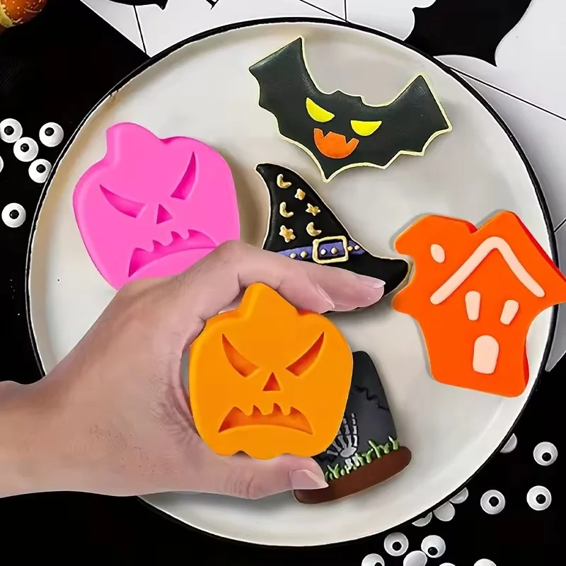 Picture 6: Pumpkin Ghost Shape Mould 3D Silicone Halloween Cake Mold for Making Cookie Candy DIY Cake Decoration Tools Baking Accessories
