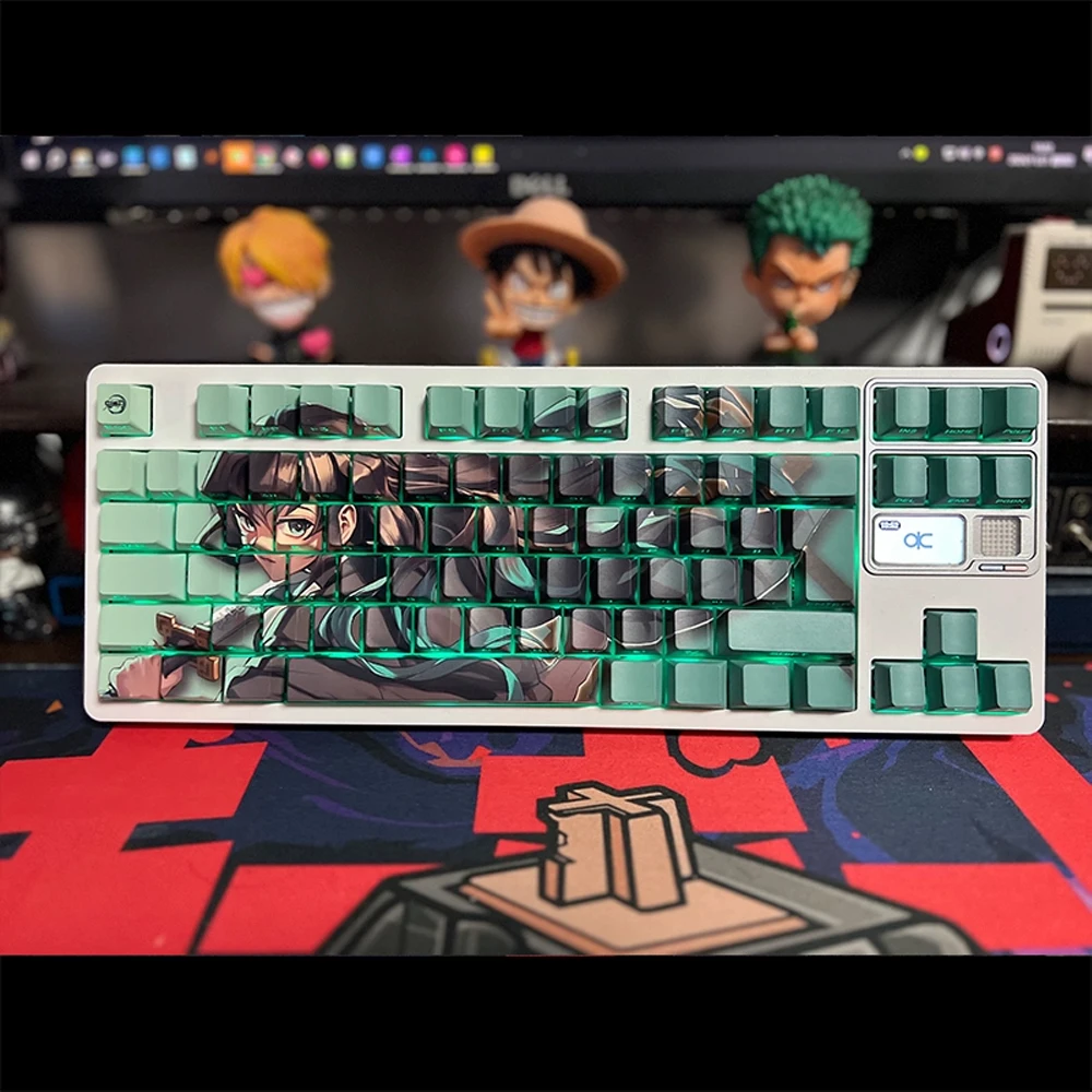 Demon Slayer Theme Pbt Material Keycap Dye-sublimation Key Cap for Mechanical Keyboard Cherry Profile Anime Custom Only Keycaps