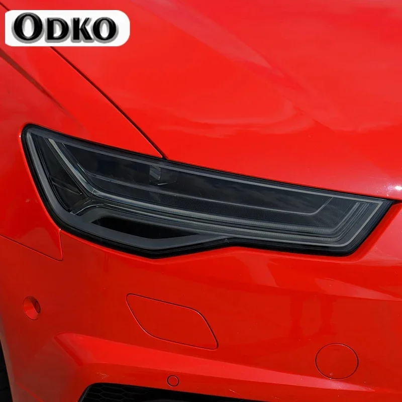 

2 Pcs Car Headlight Protective Film Smoked Black Tint Wrap Vinyl Transparent TPU Sticker For Audi A6 C7 4G S6 RS6 2012-2018