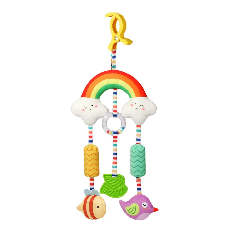 Weiche Plüsch Baby Windspiel Spielzeug Cartoon Beißring Tier Kinderwagen Hängen Anhänger Rassel Nette Sensorische Lernen Spielzeug