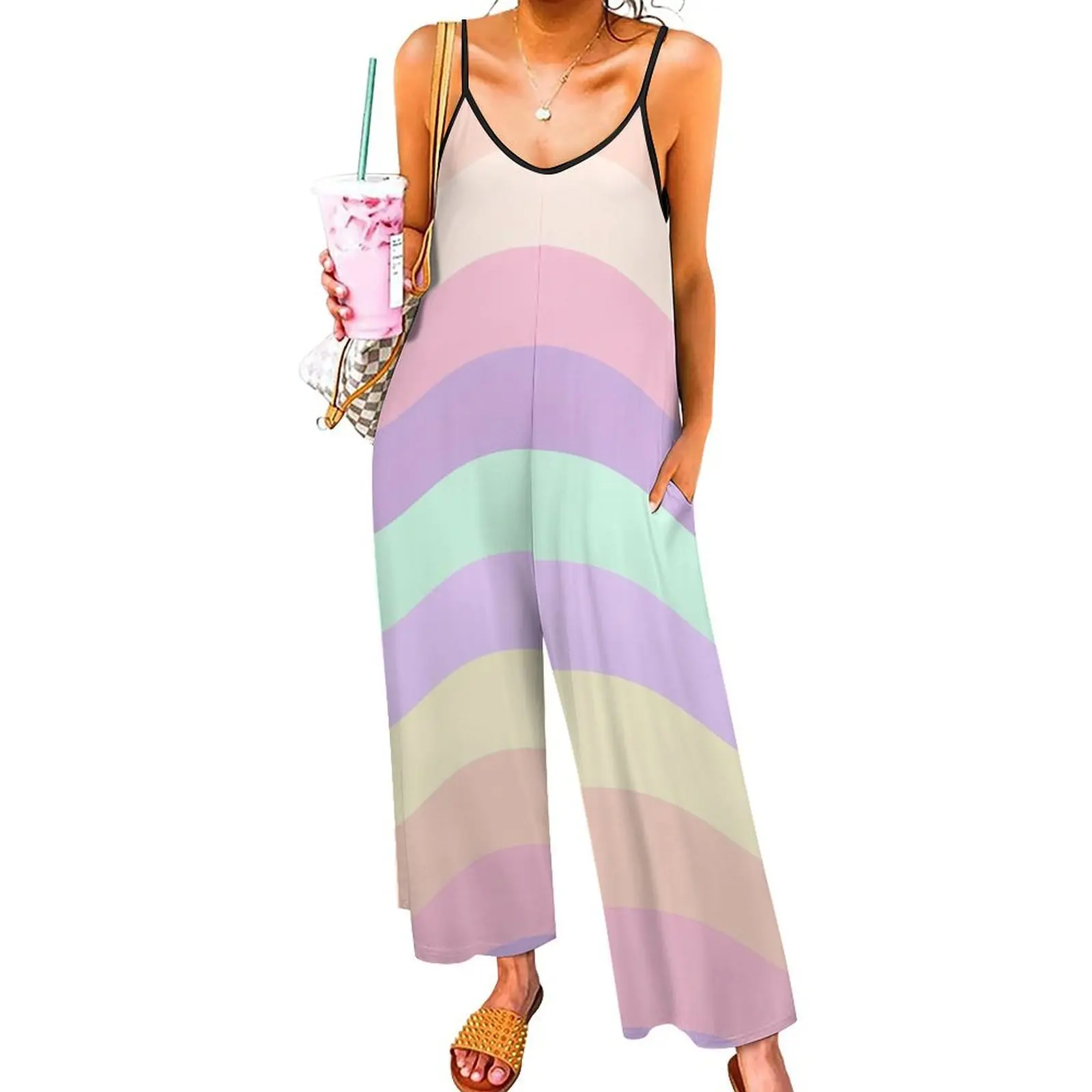 

Новые стильные женские летние брюки-комбинезоны в европейском стиле, без рукавов, элегантные, с регулируемыми бретелями.